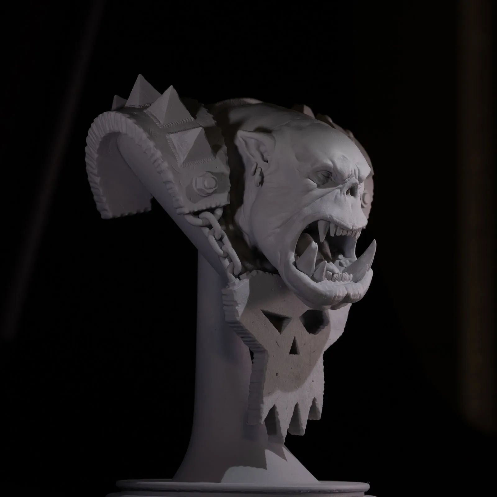 Ork bust light study, different angle showing shadow placement