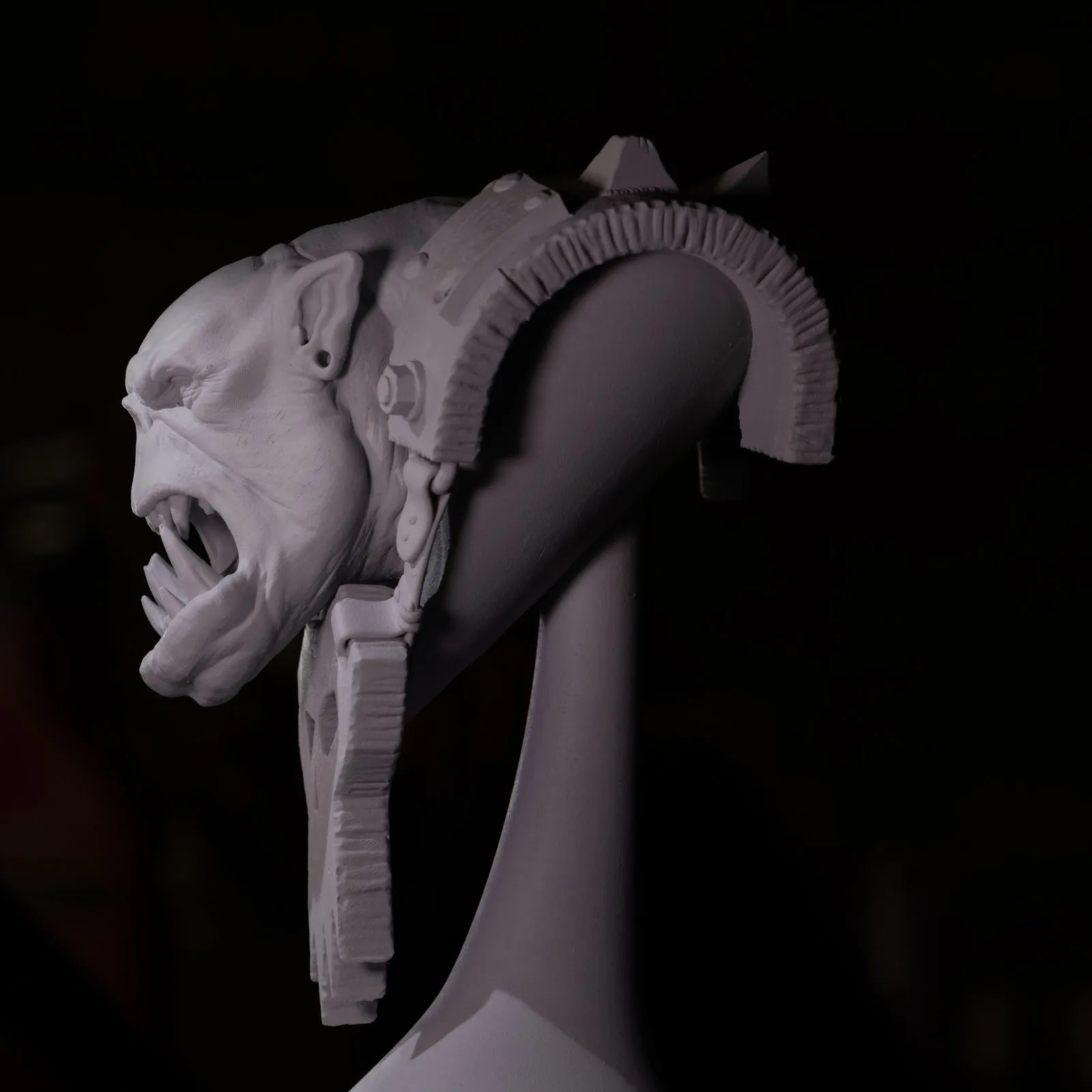 Ork bust light study, third angle showing light falloff
