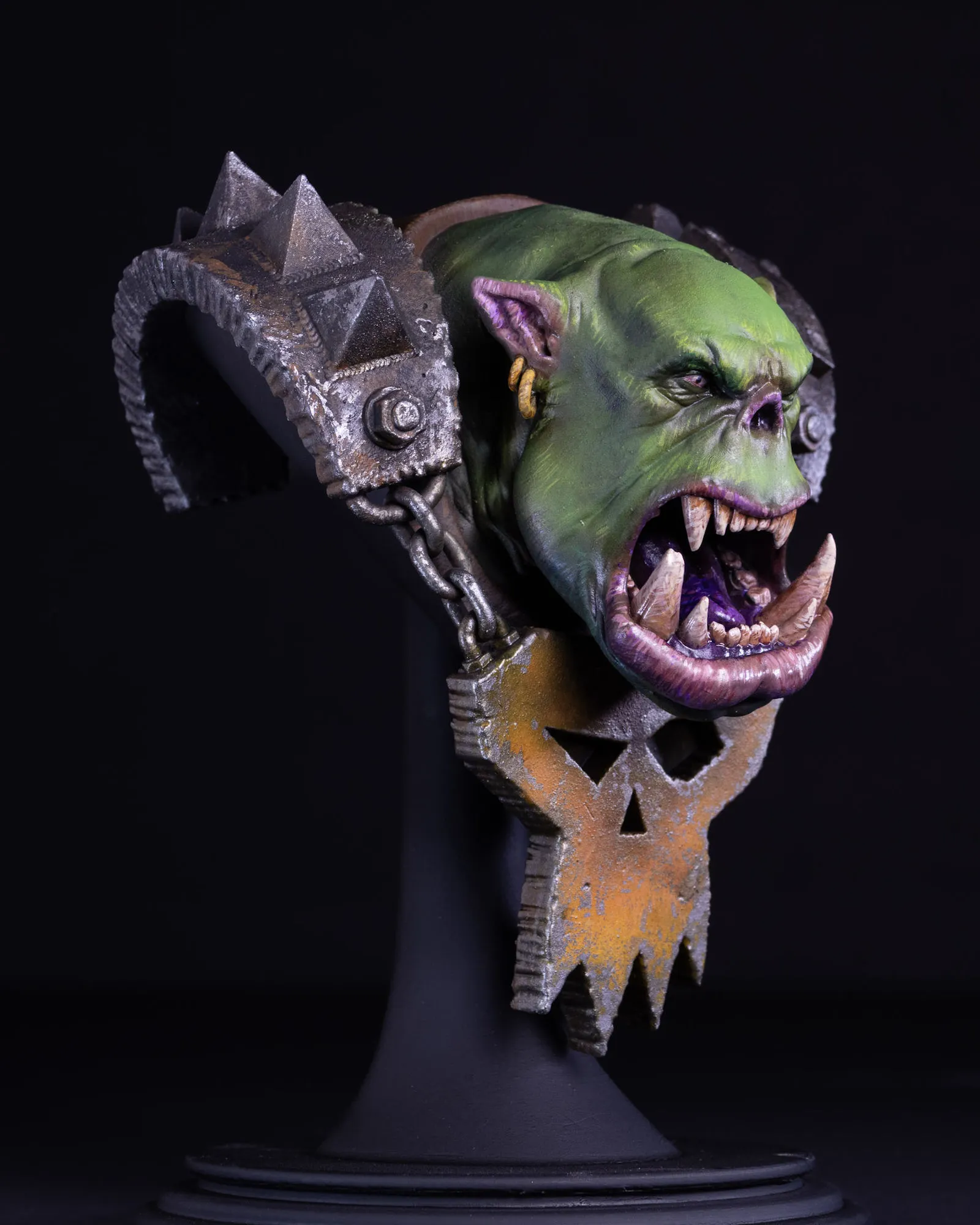 Finished Ork bust, rear three-quarter