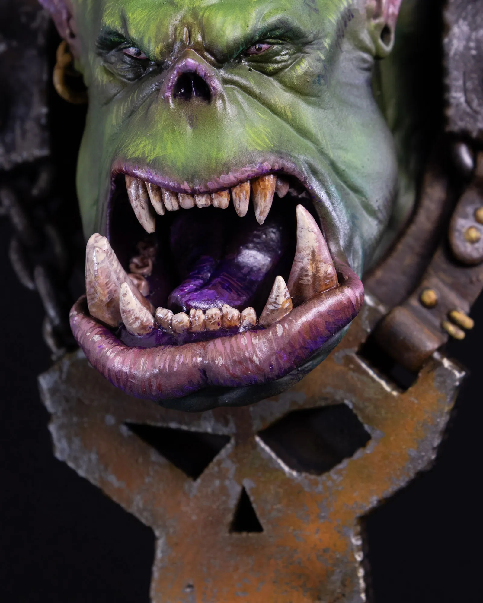 Finished Ork bust, overhead angle